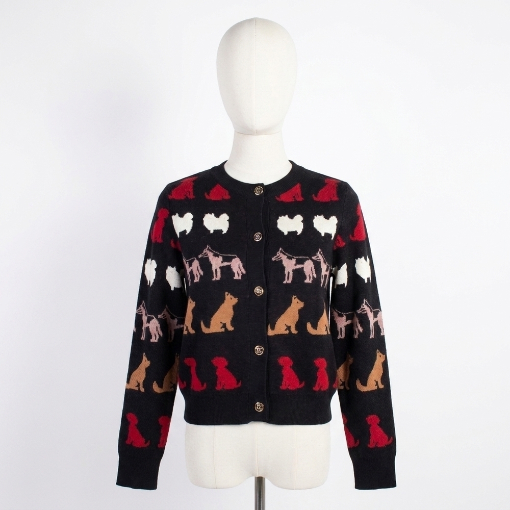 NEW THML long sleeve dog detail cardigan in black